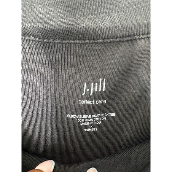 J. Jill Plus Black Basic Perfect Pima Cotton Crewneck 3/4 Sleeve Top Size 1X - Picture 2 of 10